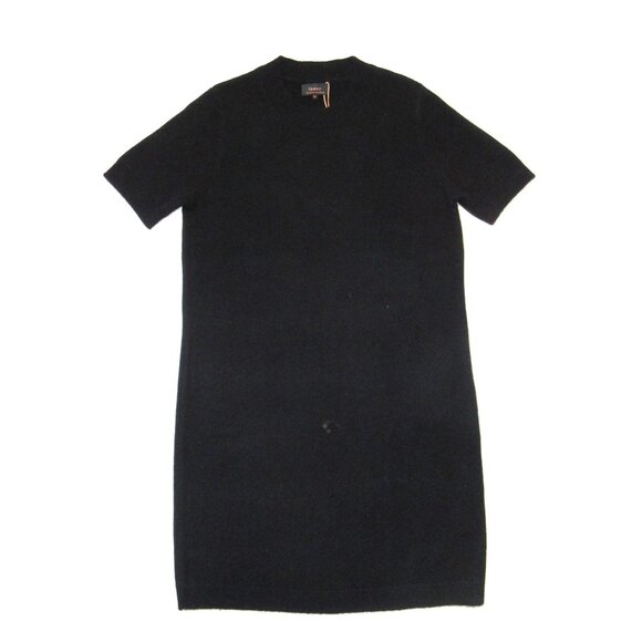 NWT Quince Short-sleeve Cashmere Crewneck Mini in Black Sweater Dress M - Picture 2 of 5